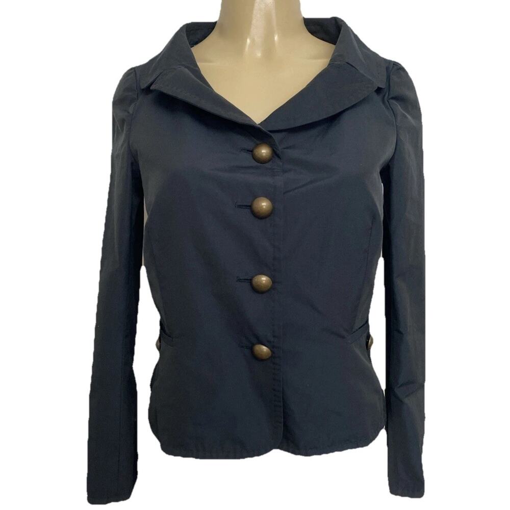 Love Moschino Cheap Chic Jacket Blazer Navy Black Lightweight Brass Button 8 M